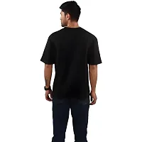 Pure Cotton Black Oversized Fit Graphic Printed Half Sleeve T-Shirt for Men-thumb2