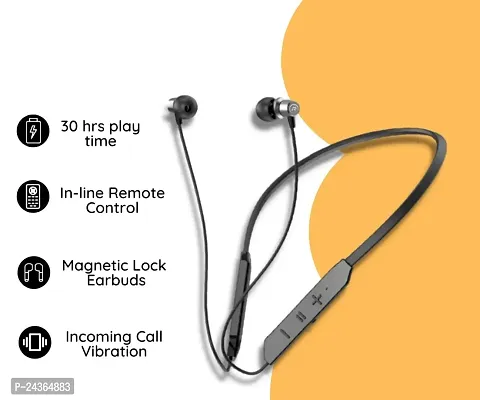 New BT Max Earphone Bluetooth Wireless in Ear  Extra Bass Neckband, Incoming Call Vibration, 30Hours Playtime  with mic-thumb2