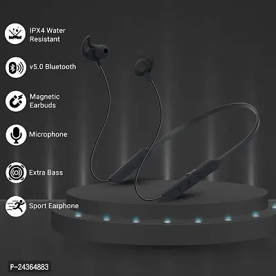 New BT Max Earphone Bluetooth Wireless in Ear  Extra Bass Neckband, Incoming Call Vibration, 30Hours Playtime  with mic-thumb3