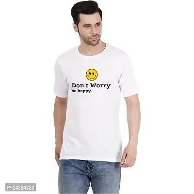 Groot Buzz 100% Cotton Round Neck White Printed T-Shirt of [ Dont Worry BE Happy]