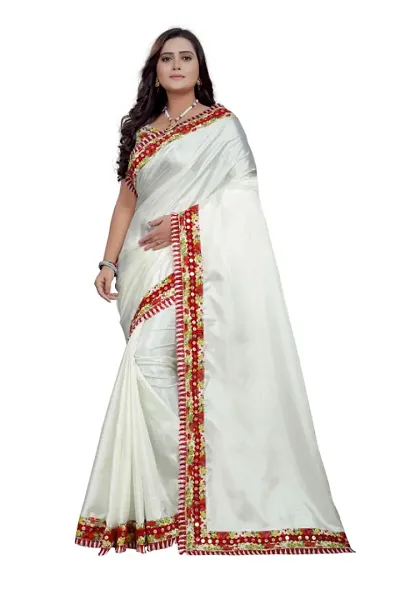 Attractive Cotton Silk Lace Border Sarees with Blouse piece