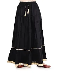 Elegant Black Rayon Solid Flared Skirts For Women-thumb1