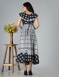 Trendy Cotton Black Printed Sleeveless Casual Gown For Women-thumb1