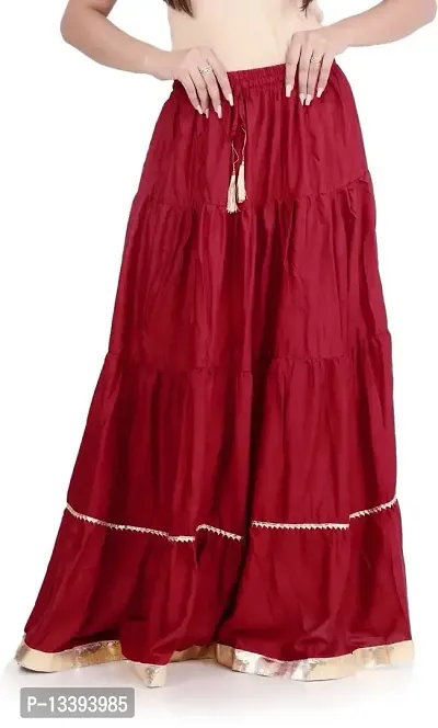 Maroon Rayon Full Ethnic Skirts   Palazzos For Women-thumb0