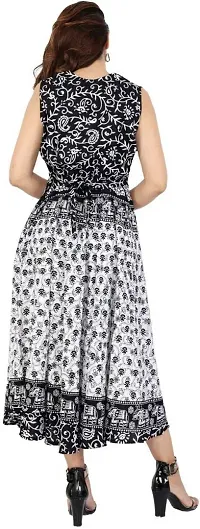 Trendy Cotton Black Printed Sleeveless Casual Gown For Women-thumb2