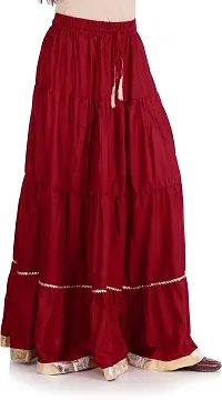 Elegant Maroon Rayon Solid Flared Skirts For Women-thumb3