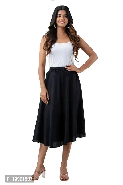 Elegant Black Rayon Solid Flared Skirts For Women-thumb0