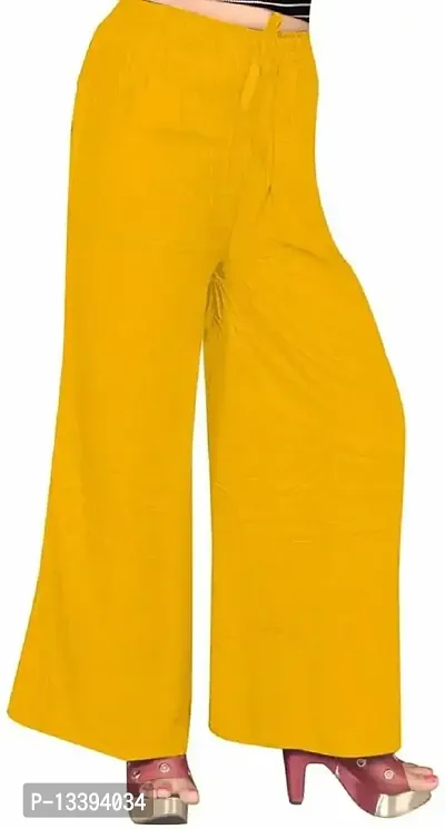 HIMCARE Women's Regular Fit Trousers (HCPALAZZO-3_XL_Yellow_XL)-thumb3