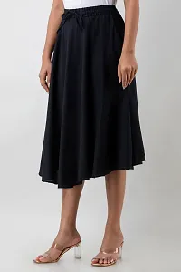 Elegant Black Rayon Solid Flared Skirts For Women-thumb2