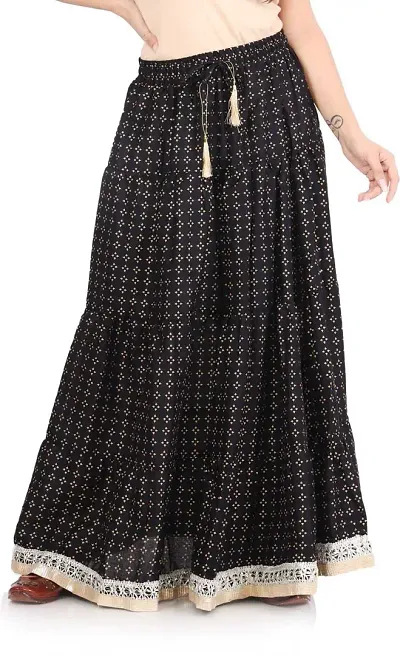 Stylish Rayon Printed Ethnic Skirt for Women