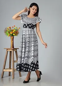 Trendy Cotton Black Printed Sleeveless Casual Gown For Women-thumb2