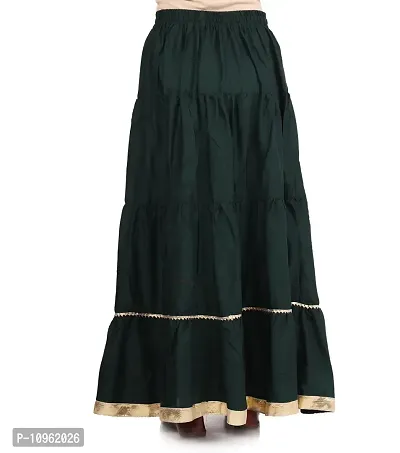 Elegant Dark Green Rayon Solid Flared Skirts For Women-thumb2