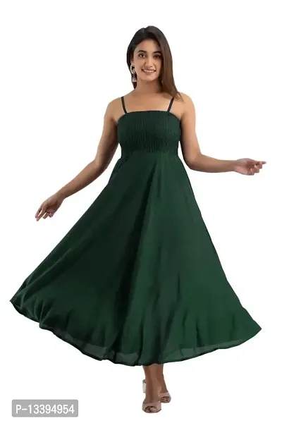 HIMCARE Women's Long Dress (HCCDR-12_M_Dark Green_Medium)