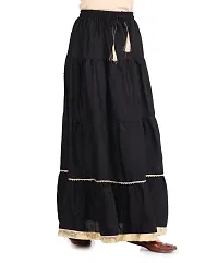 Elegant Black Rayon Solid Flared Skirts For Women-thumb3