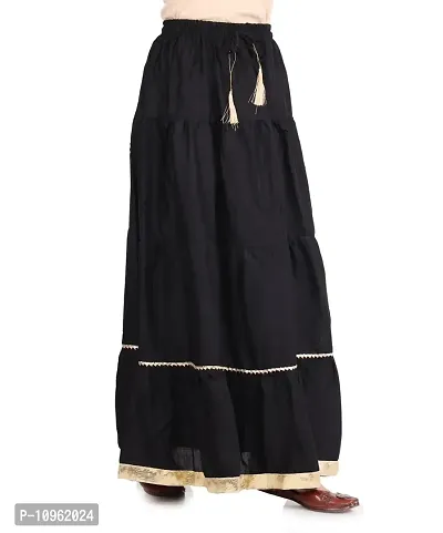 Elegant Black Rayon Solid Flared Skirts For Women-thumb4