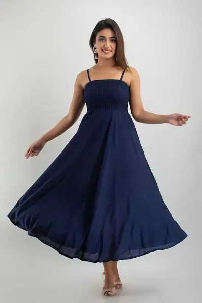 Sleeveless Rayon Solid A-Line Maxi Dress