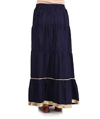 Elegant Dark Blue Rayon Solid Flared Skirts For Women-thumb1