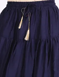 Elegant Dark Blue Rayon Solid Flared Skirts For Women-thumb4