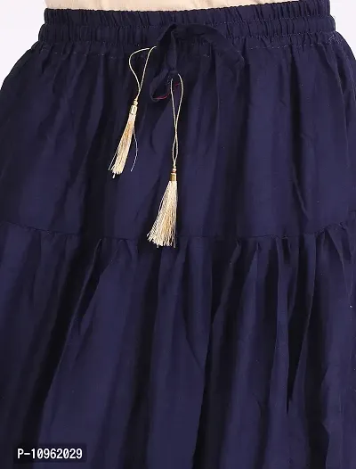 Elegant Dark Blue Rayon Solid Flared Skirts For Women-thumb5