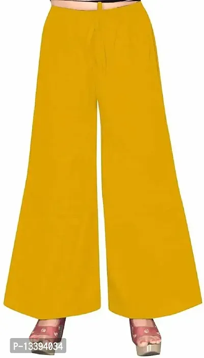 HIMCARE Women's Regular Fit Trousers (HCPALAZZO-3_XL_Yellow_XL)-thumb0