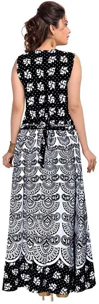 Trendy Cotton Black Printed Sleeveless Casual Gown For Women-thumb1