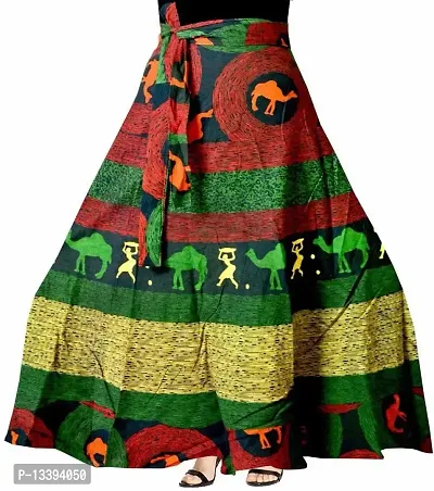 HIMCARE Women's Maxi Wraparound Skirt (HCWS-8_Dark Green_Free Size)