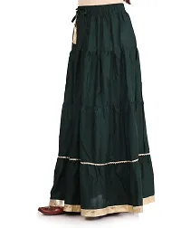 Elegant Dark Green Rayon Solid Flared Skirts For Women-thumb2