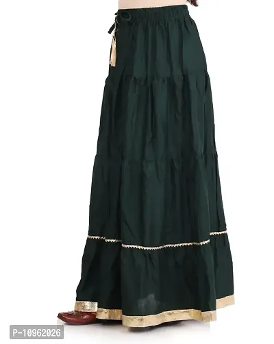 Elegant Dark Green Rayon Solid Flared Skirts For Women-thumb3