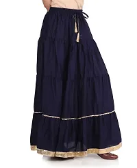 Elegant Dark Blue Rayon Solid Flared Skirts For Women-thumb3