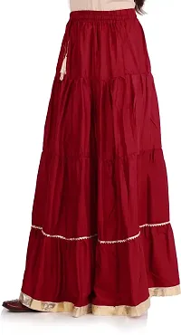 Elegant Maroon Rayon Solid Flared Skirts For Women-thumb2