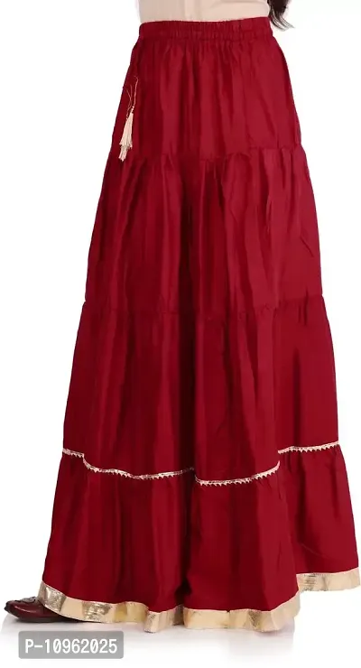 Elegant Maroon Rayon Solid Flared Skirts For Women-thumb3