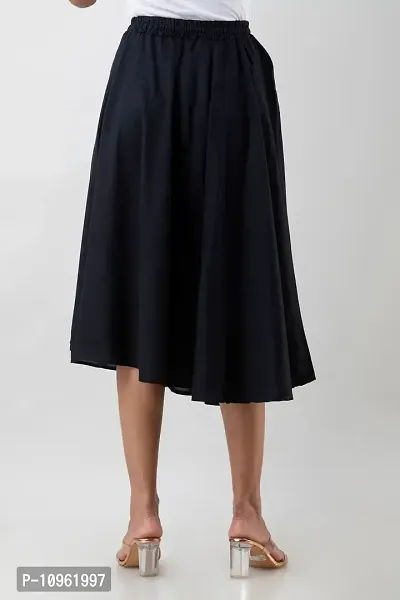 Elegant Black Rayon Solid Flared Skirts For Women-thumb2