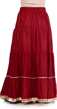 Elegant Maroon Rayon Solid Flared Skirts For Women-thumb1