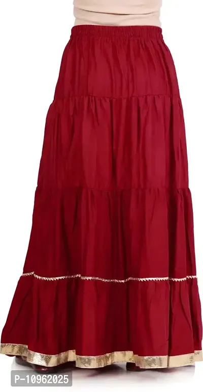 Elegant Maroon Rayon Solid Flared Skirts For Women-thumb2