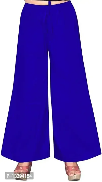 HIMCARE Women's Regular Fit Trousers (HCPALAZZO-1_L_Blue_L)
