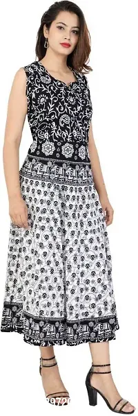 Trendy Cotton Black Printed Sleeveless Casual Gown For Women-thumb2