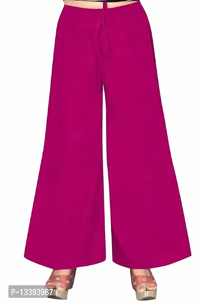 Roll On Women's Soft Relaxed Long Palazzo Pants Rajasthani Printed Palazzo Jaipuri Hand Block Palazzo Pants (Free Size) (Rayon, Pink),2XL-thumb0