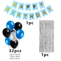 Blue and Gold Birthday Banner, Black Balloon, Metallic Silver Balloon, Blue Balloon For Birthday Theme Party Decoration Kids,Boys-thumb1