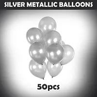 Khushbu Enterprises Metallic Silver Balloon For Birthday Theme Party Decoration-thumb1