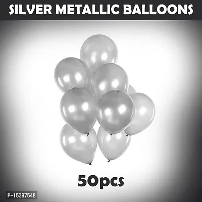 Khushbu Enterprises Metallic Silver Balloon For Birthday Theme Party Decoration-thumb2