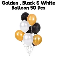 Khushbu Enterprises Black, White  Metallic Gold Balloon For Birthday Theme Party Decoration-thumb1