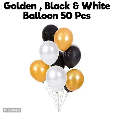 Khushbu Enterprises Black, White  Metallic Gold Balloon For Birthday Theme Party Decoration-thumb2