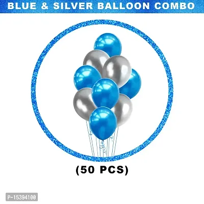 Khushbu Enterprises Blue  Metallic Silver Balloon For Birthday Theme Party Decoration-thumb2