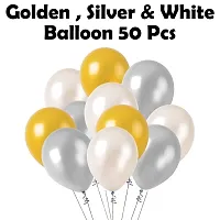 Khushbu Enterprises Metallic Gold, White  Metallic Silver Balloon For Birthday Theme Party Decoration-thumb1