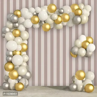 Khushbu Enterprises Metallic Gold, White  Metallic Silver Balloon For Birthday Theme Party Decoration