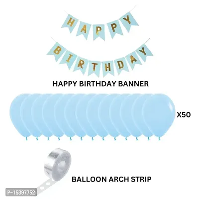 Khushbu Enterprises Blue Happy Birthday Banner, Pastel Pink Balloon For Birthday Theme Party Decoration Boys-thumb2