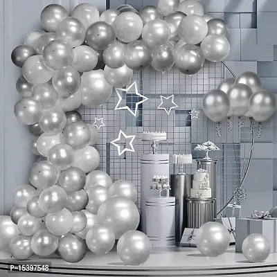 Khushbu Enterprises Metallic Silver Balloon For Birthday Theme Party Decoration