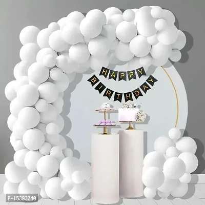 Khushbu Enterprises Black and Gold Happy Birthday Banner, White Balloon For Birthday Theme Party Decoration