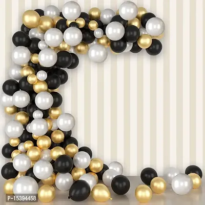 Khushbu Enterprises Black, White  Metallic Gold Balloon For Birthday Theme Party Decoration