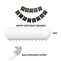 Khushbu Enterprises Black and Gold Happy Birthday Banner, White Balloon For Birthday Theme Party Decoration-thumb1